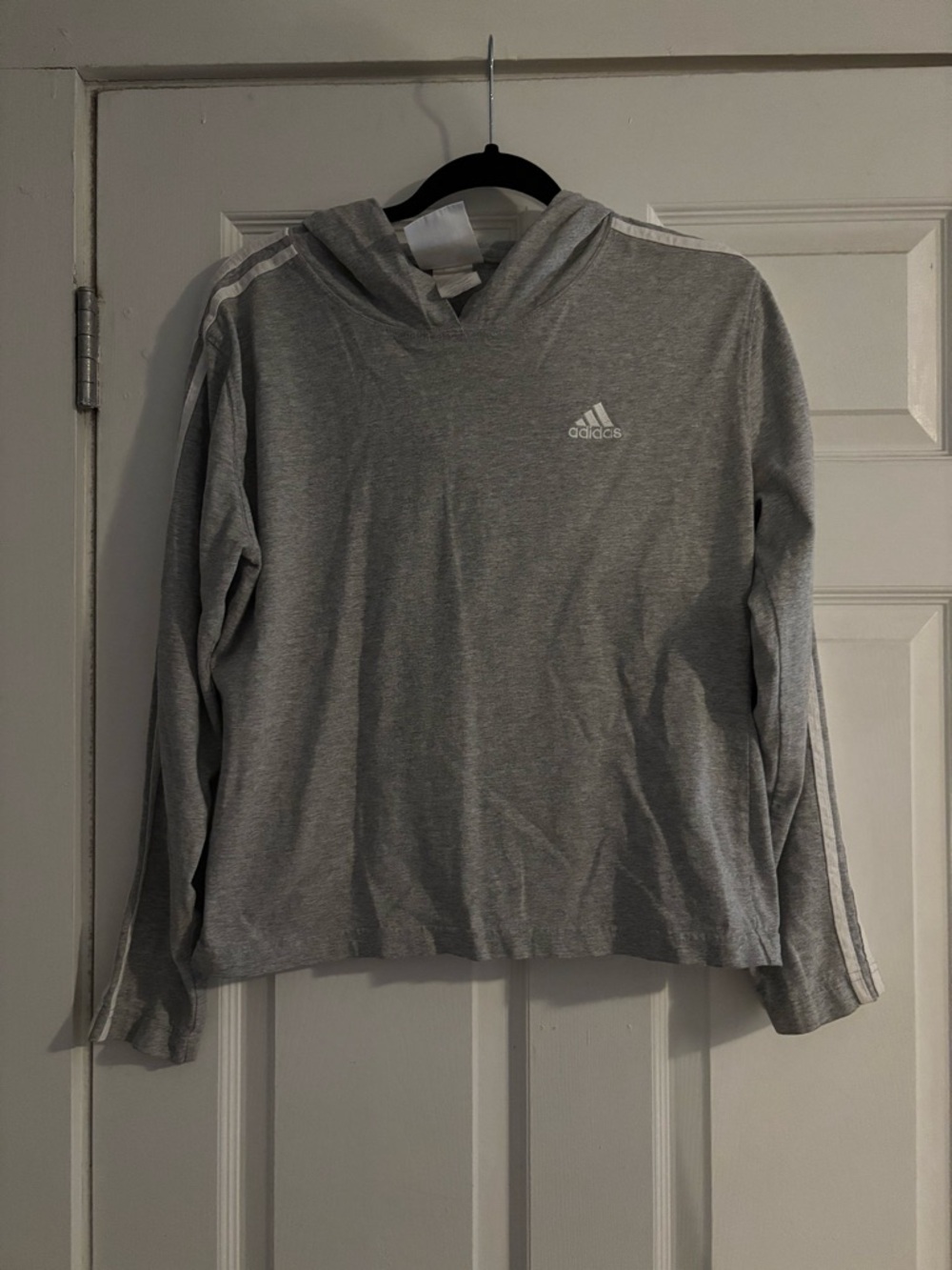 adidas Gray Hooded Sweatshirt with White Stripes